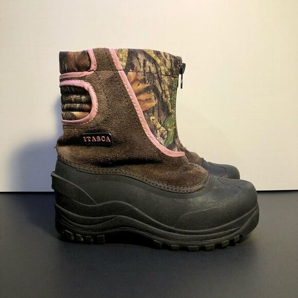 Girls ITASCA Brown / Camo Print Outdoor Boots / Size 2 - Picture 2 of 10